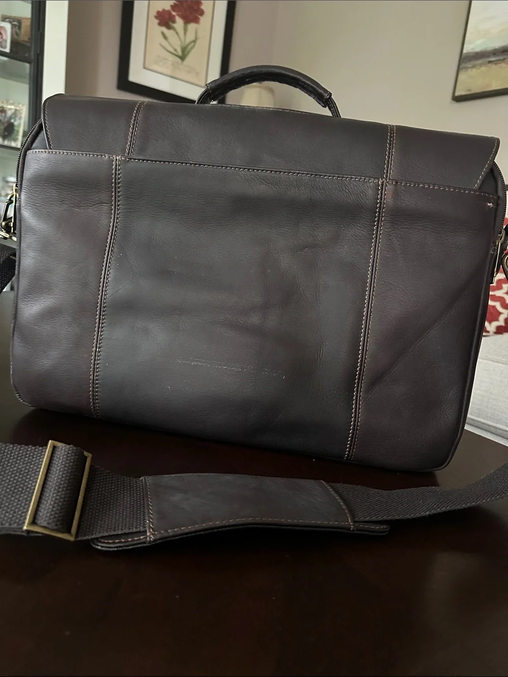 Samsonite Dark Brown Leather Briefcase Messenger Bag
